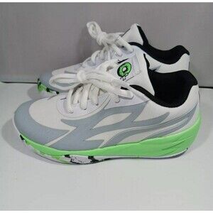 $89 Puma La Melo Ball (MB.02) Low - White/Grey/Slime Green
